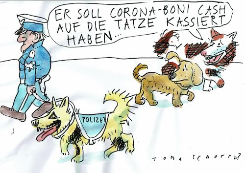 Cartoon: Boni (medium) by Jan Tomaschoff tagged corona,pandemie,boni,geld,corona,pandemie,boni,geld