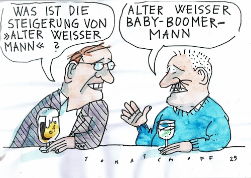 Cartoon: Boomer (medium) by Jan Tomaschoff tagged alter,rassismus,demografie,babyboomer,alter,rassismus,demografie,babyboomer