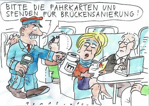 Cartoon: Brücken (medium) by Jan Tomaschoff tagged infrastruktur,bahn,brücken,infrastruktur,bahn,brücken