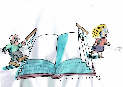 Cartoon: Buch (medium) by Jan Tomaschoff tagged lesen,bildung,buch,lesen,bildung,buch