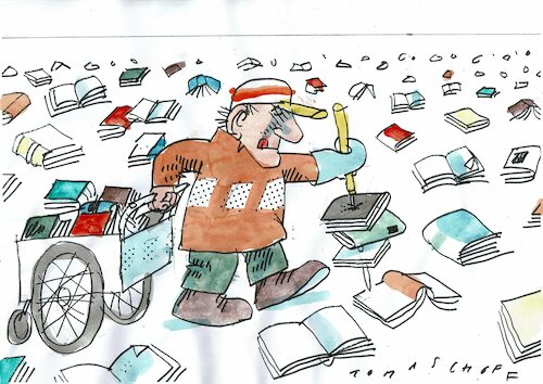 Cartoon: Bücher (medium) by Jan Tomaschoff tagged bücher,lesen,literatur,bücher,lesen,literatur
