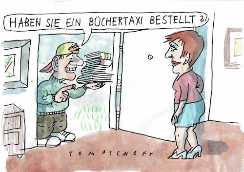 Cartoon: Büchertaxi (medium) by Jan Tomaschoff tagged lesen,bücher,medien,lesen,bücher,medien