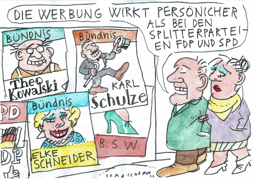 Cartoon: Bündnis (medium) by Jan Tomaschoff tagged parteien,wagenknecht,afd,parteien,wagenknecht,afd