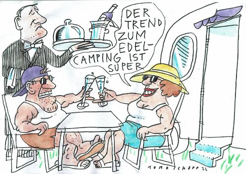Cartoon: Camping (medium) by Jan Tomaschoff tagged reisen,canping,luxus,reisen,canping,luxus