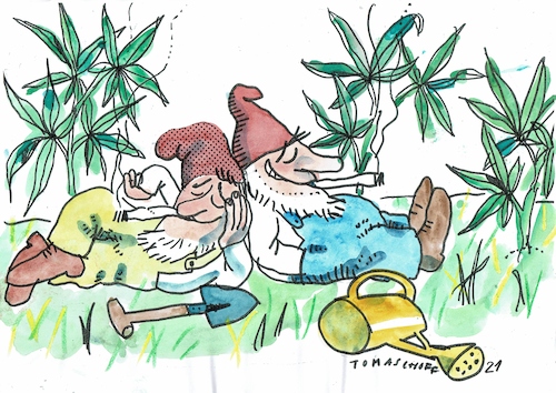 Cartoon: Cannabis (medium) by Jan Tomaschoff tagged cannabis,freigabe