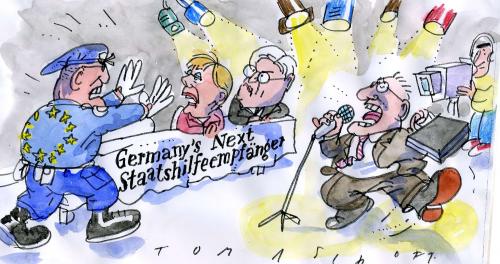 Cartoon: Casting Show (medium) by Jan Tomaschoff tagged wirtschaftskrise,rettungspaket,bürgschaft,staatsverschuldung