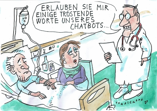 Cartoon: Chatbot (medium) by Jan Tomaschoff tagged chatbot,emotionen,trost,krankheit,chatbot,emotionen,trost,krankheit
