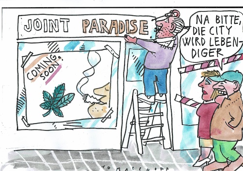 Cartoon: City (medium) by Jan Tomaschoff tagged city,leerstand,krise,haschisch,city,leerstand,krise,haschisch