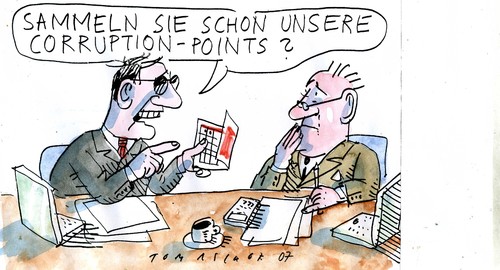 Cartoon: corruption points (medium) by Jan Tomaschoff tagged korruption,glaubwürdeigkeit,korruption,glaubwürdeigkeit