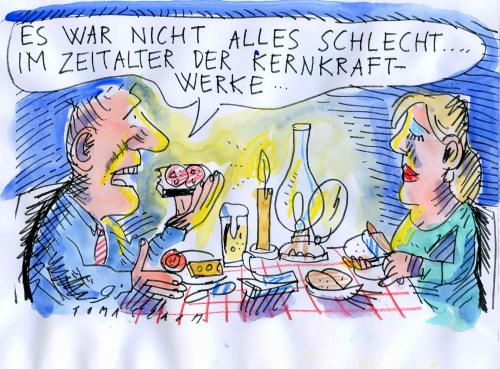 Cartoon: Damals... (medium) by Jan Tomaschoff tagged akw,kernkraftwerke,atomkraft,enetgie,strom,krümmel