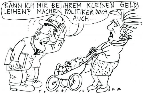 Cartoon: Darlehen (medium) by Jan Tomaschoff tagged generationen,eltern,kinder,staatsverschuldung