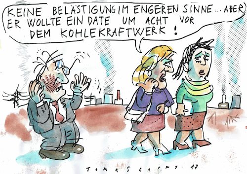 Cartoon: Date (medium) by Jan Tomaschoff tagged rendez,vous,klima,kohlekraftwerk,rendez,vous,klima,kohlekraftwerk