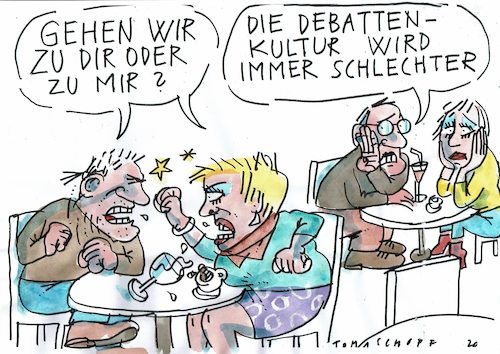 Cartoon: Debattenkultur (medium) by Jan Tomaschoff tagged diskurs,gesellschaft,spaltung,toleranz,diskurs,gesellschaft,spaltung,toleranz