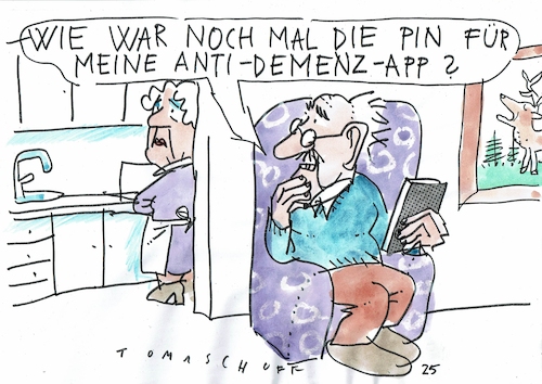 Cartoon: Demanz App (medium) by Jan Tomaschoff tagged alter,gesundheit,demenz,alter,gesundheit,demenz