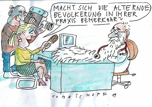 Cartoon: Demografie (medium) by Jan Tomaschoff tagged alterung,gesundheit,ärzte,alterung,gesundheit,ärzte