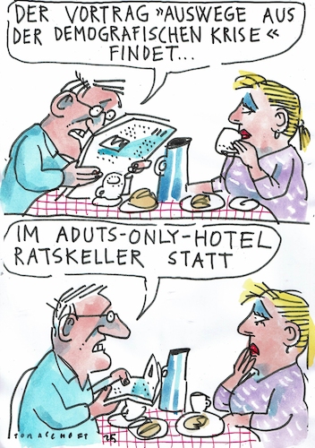 Cartoon: Demografie (medium) by Jan Tomaschoff tagged demografie,jugend,alter,kinder,demografie,jugend,alter,kinder