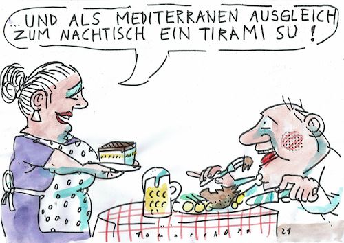 Cartoon: Diät (medium) by Jan Tomaschoff tagged mediterrane,diät,mediterrane,diät