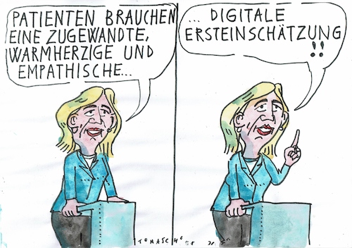 Cartoon: Digital (medium) by Jan Tomaschoff tagged gesundheit,empathie,digitalisierung,warken,gesundheit,empathie,digitalisierung,warken