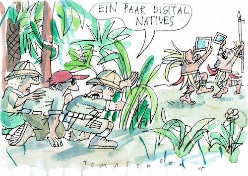 Cartoon: digital natives (medium) by Jan Tomaschoff tagged internet,digitalisierung,internet,digitalisierung