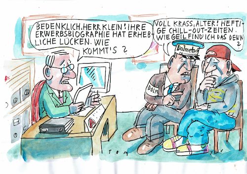 Cartoon: Dolmetscher (medium) by Jan Tomaschoff tagged jugendsprache,fachkräftemangel,bildung,jugendsprache,fachkräftemangel,bildung