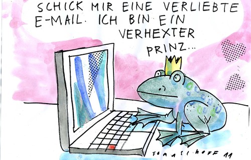 Cartoon: E-Mail (medium) by Jan Tomaschoff tagged prinz,email,märchen,email,prinz,märchen,computer,kommunikation,liebe,partnersuche,singlebörse,online dating,online,dating