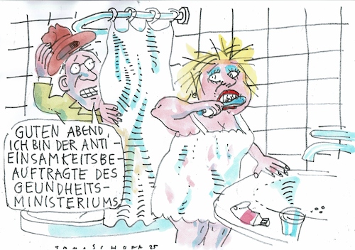 Cartoon: einsam (medium) by Jan Tomaschoff tagged gesundheit,einsamkeit,regierung,gesundheit,einsamkeit,regierung