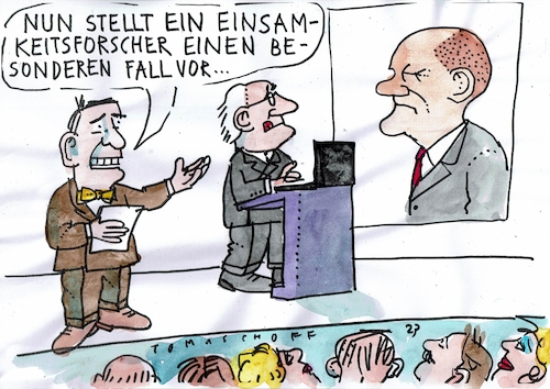 Cartoon: Einsamkeit (medium) by Jan Tomaschoff tagged politiker,scholz,einsamkeit,politiker,scholz,einsamkeit