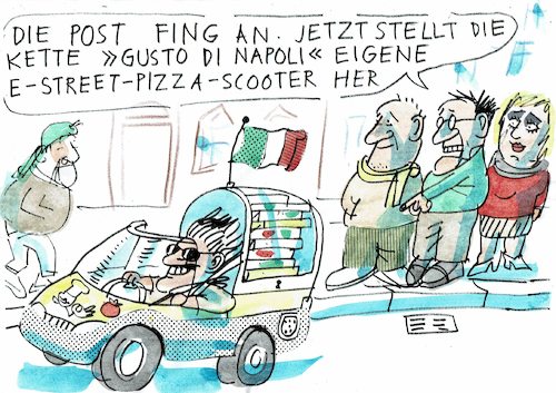Cartoon: Elektroauto (medium) by Jan Tomaschoff tagged elektroauto,post,elektroauto,post
