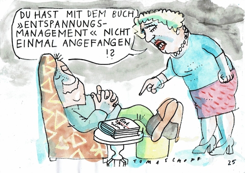 Cartoon: Entspannung (medium) by Jan Tomaschoff tagged stress,entspannung,psychologie,ratgeber,stress,entspannung,psychologie,ratgeber