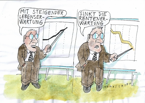 Cartoon: Erwartung (medium) by Jan Tomaschoff tagged alter,demografie,rente,alter,demografie,rente