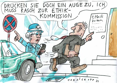 Cartoon: Ethik (medium) by Jan Tomaschoff tagged ethik,regeln,privilegien,ethik,regeln,privilegien