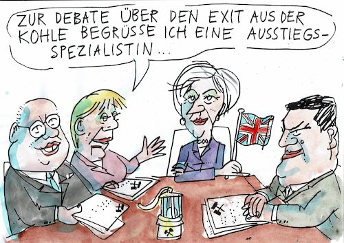 Cartoon: Exit (medium) by Jan Tomaschoff tagged kohleausstieg,brexit,may,kohleausstieg,brexit,may