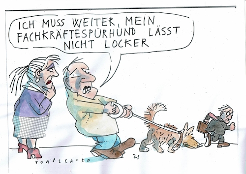 Cartoon: Fachkräfte (medium) by Jan Tomaschoff tagged fachkräftemangel,quereinsteiger,fachkräftemangel,quereinsteiger