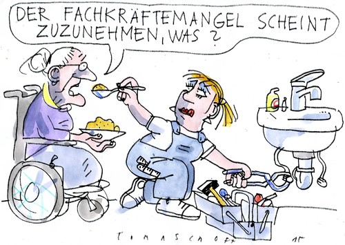 Cartoon: Fachkräftemangel 2 (medium) by Jan Tomaschoff tagged fachkräfte,pflege,fachkräfte,pflege