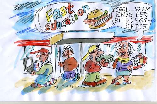 Cartoon: Fast Education (medium) by Jan Tomaschoff tagged bildungssystem,bachelor,studiengänge,uni,studenten