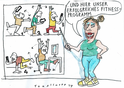 Cartoon: Fit (medium) by Jan Tomaschoff tagged pc,handy,medien,pc,handy,medien