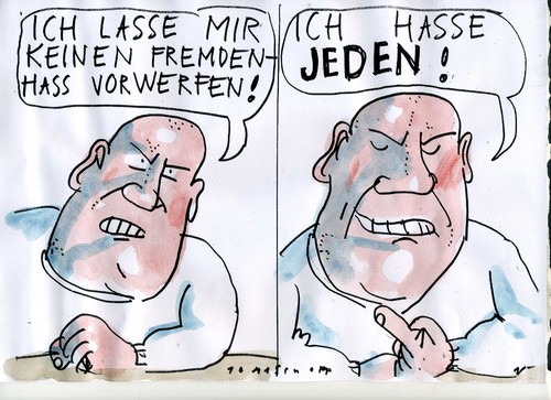 Cartoon: Fremdenhass (medium) by Jan Tomaschoff tagged toleranz,intoleranz,toleranz,intoleranz