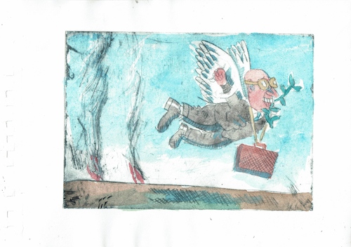 Cartoon: Friedensbote (medium) by Jan Tomaschoff tagged krieg,frieden,diplomatie,krieg,frieden,diplomatie