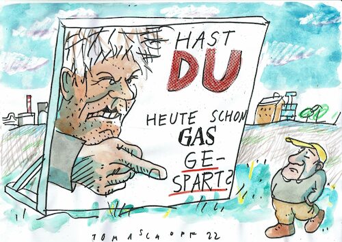 Cartoon: Gas (medium) by Jan Tomaschoff tagged habeck,gas,sparen,habeck,gas,sparen