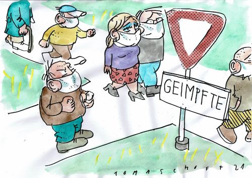 Cartoon: geimpft (medium) by Jan Tomaschoff tagged corona,impfung,grundrechte,corona,impfung,grundrechte