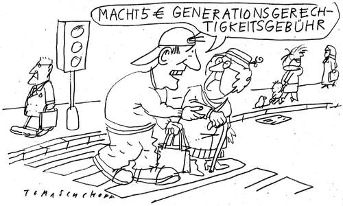 Cartoon: Generartionengerechtigkeit (medium) by Jan Tomaschoff tagged generationen,renten