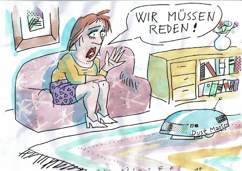 Cartoon: Gespräch (medium) by Jan Tomaschoff tagged roboter,beziehung,roboter,beziehung