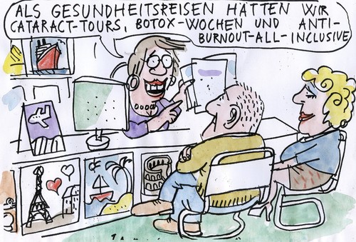 Cartoon: Gesundheitstouristen (medium) by Jan Tomaschoff tagged gesundheit,reisen,gesundheit,reisen