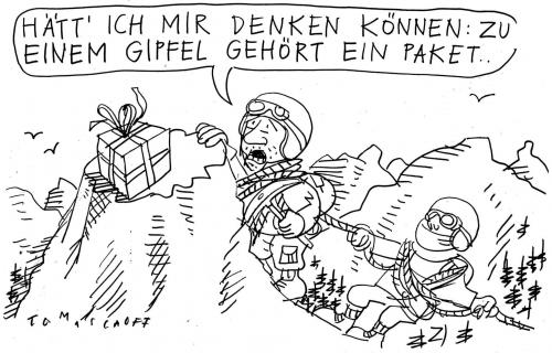 Cartoon: Gipfelstürmer (medium) by Jan Tomaschoff tagged rettungsgipfel,rettungspaket,staatsbürgschaften,milliardenpalet