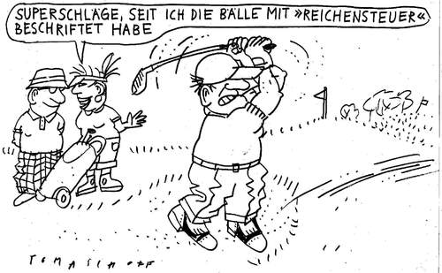 Cartoon: Golf (medium) by Jan Tomaschoff tagged reichensteuer
