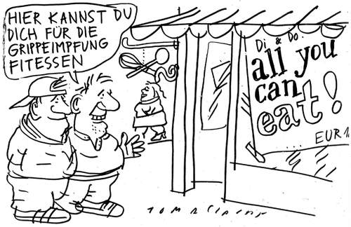 Cartoon: Grippeimpfung (medium) by Jan Tomaschoff tagged grippeimpfung