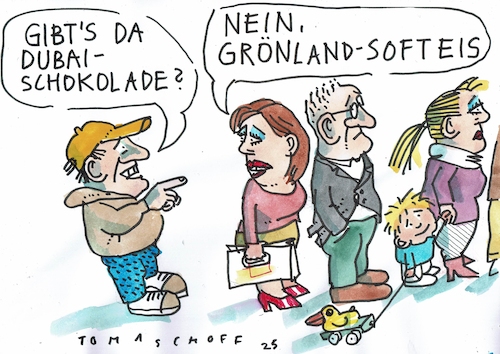 Cartoon: Grönland (medium) by Jan Tomaschoff tagged usa,trump,grönland,dubaischokolade,usa,trump,grönland,dubaischokolade