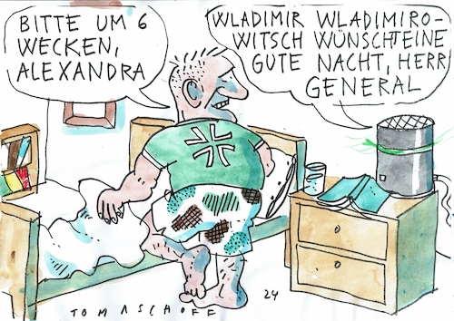 Cartoon: Gute Nacht (medium) by Jan Tomaschoff tagged putin,abhören,bundeswehr,russland,putin,abhören,bundeswehr,russland