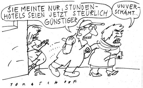 Cartoon: Halbe MwSt. für Hotels (medium) by Jan Tomaschoff tagged halber,mwstsatz,mehrwertsteuer,hotels,fdp,klientelpolitik