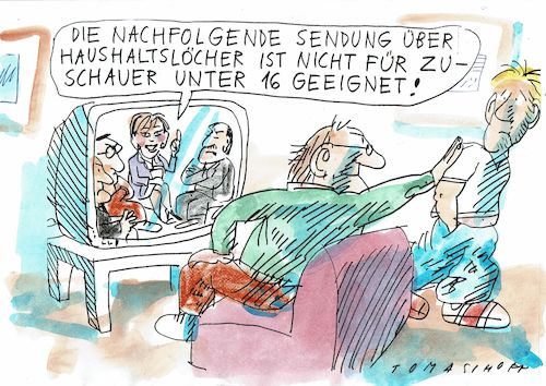 Cartoon: Haushalt (medium) by Jan Tomaschoff tagged corona,staatsschulden,generationen,corona,staatsschulden,generationen